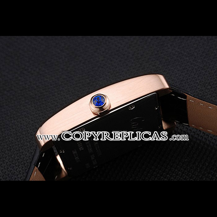 Cartier Tank MC Brown Dial Gold Case Black Leather Strap CTR6139: Image 3