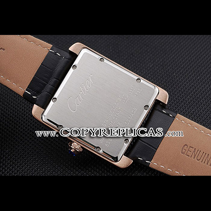 Cartier Tank MC Brown Dial Gold Case Black Leather Strap CTR6139: Image 4