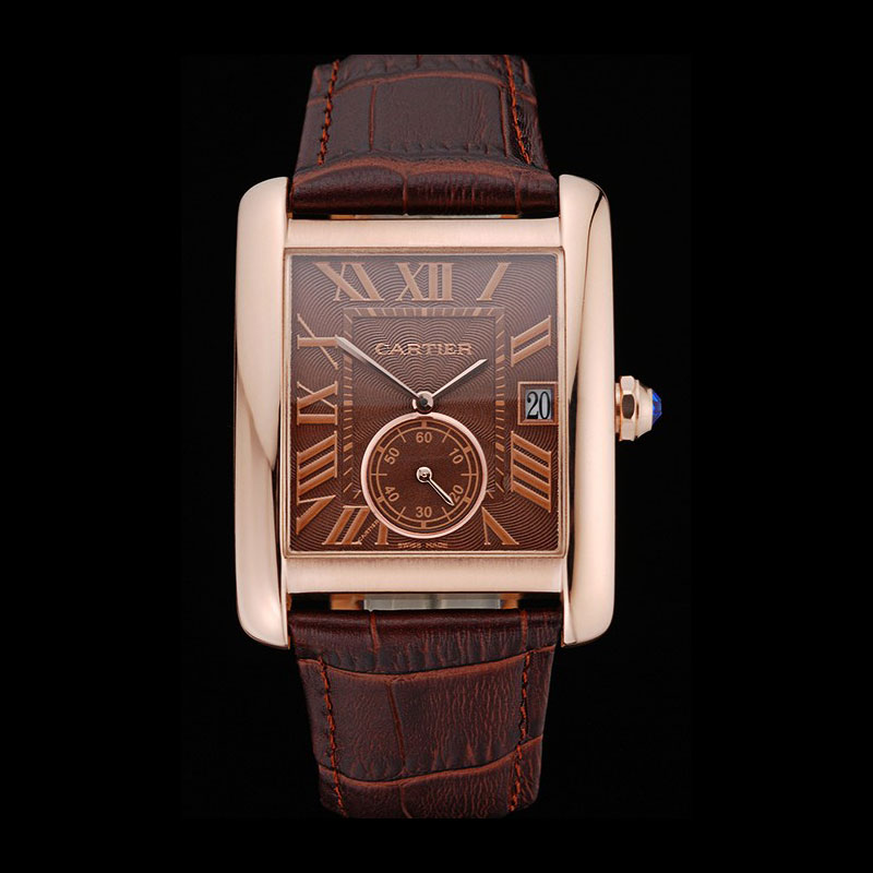 Cartier Tank MC Brown Dial Gold Case Brown Leather Strap CTR6140: Image 1