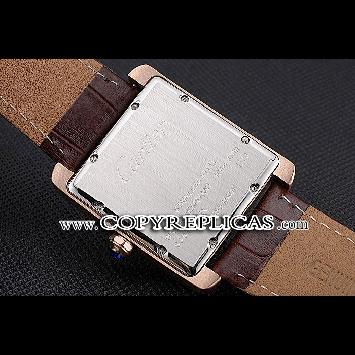 Cartier Tank MC Brown Dial Gold Case Brown Leather Strap CTR6140: Image 3