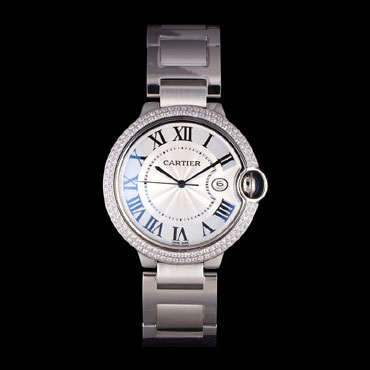 Cartier Ballon Bleu 44mm White Dial Diamonds Stainless Steel Case And Bracelet CTR5860