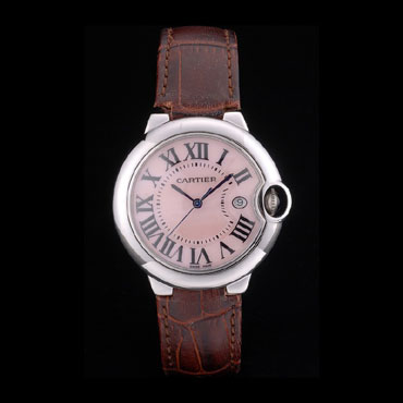 Cartier Ballon Bleu 38mm White Dial Stainless Steel Case Brown Leather Bracelet CTR5882