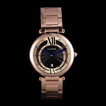 Cartier Ballon Bleu Rose Gold Stainelss Steel Strap Black Dial CTR5887