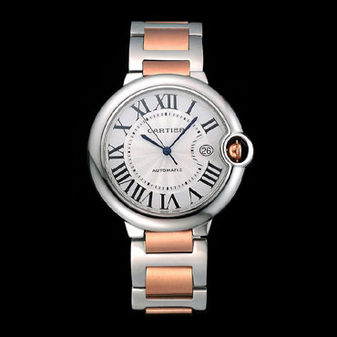 Swiss Cartier Ballon Bleu 42mm Silver Dial Stainless Steel Two Tone Rose Gold Bracelet CTR5893