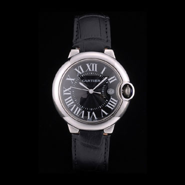 Cartier Ballon Bleu 38mm Black Dial Stainless Steel Case Black Leather Bracelet CTR5904