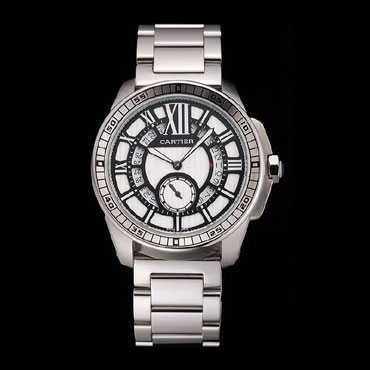 Cartier Calibre De Cartier Small Seconds Black White Dial Stainless Steel Case Bracelet CTR5922