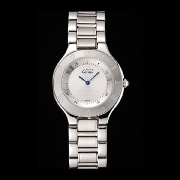 Cartier Must White Dial Stainless Steel Case And Bracelet CTR5947