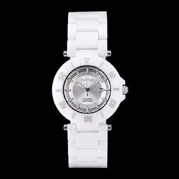 Cartier Pasha 39mm Silver Dial White Ceramic Case CTR5949