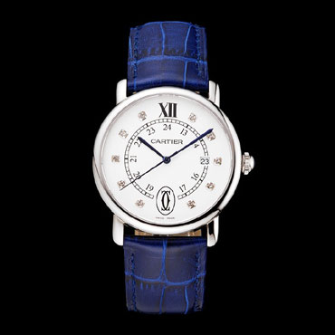 Cartier Ronde Solo White Dial Diamond Hour Marks Stainless Steel Case Blue Strap CTR5984