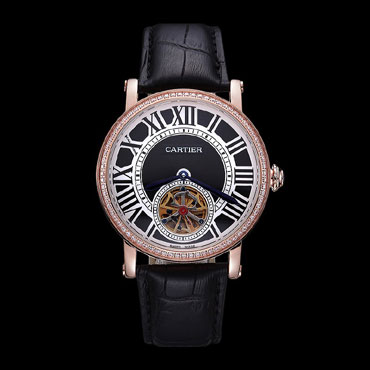 Cartier Rotonde Flying Tourbillon Diamonds Black Dial CTR5997