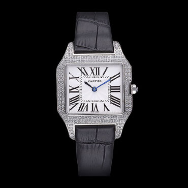 Cartier Santos 100 Diamond Silver Bezel CTR6064