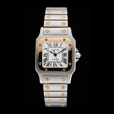 Swiss Cartier Santos De Cartier Galbeee Yellow Gold and Steel Case Steel Bracelet Small CTR6079