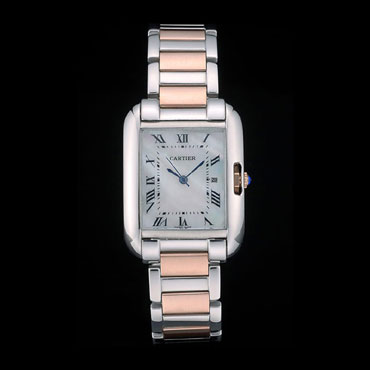 Cartier Tank Anglaise 30mm White Dial Stainless Steel Case Two Tone Bracelet CTR6103