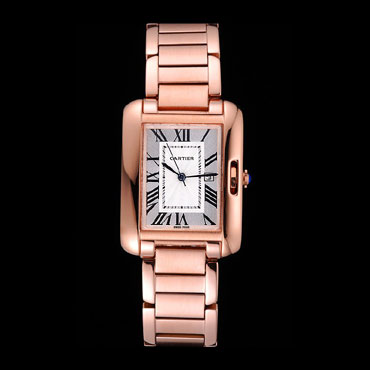 Cartier Tank Anglaise 30mm White Dial Rose Gold Case And Bracelet CTR6104