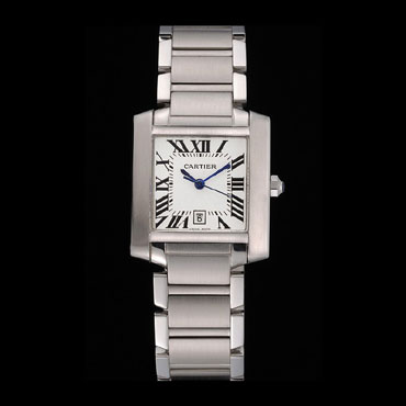 Swiss Cartier Tank Francaise Steel Case White Dial Roman Numerals Stainless Steel CTR6113