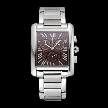 Cartier Tank MC Brown Dial Stainless Steel Case And Bracelet CTR6143