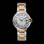 Swiss Cartier Ballon Bleu 36mm Silver Dial Stainless Steel Case Two Tone Gold Bracelet CTR5861