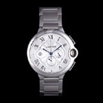 Cartier Ballon Bleu Chronograph White Dial Stainless Steel Case And Bracelet CTR5876