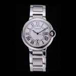 Swiss Cartier Ballon Bleu de Cartier White Dial Roman Numerals Stainless Steel Bracelet CTR5879