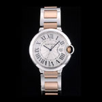 Cartier Ballon Bleu 42mm White Dial Stainless Steel Case Two Tone Rose Gold Bracelet CTR5883