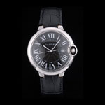 Cartier Ballon Bleu 42mm Black Dial Stainless Steel Case Black Leather Bracelet CTR5903