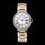 Swiss Ballon Blue De Cartier Diamond Steel White Dial Roman Numerals Two Tone Bracelet CTR5913