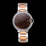 Swiss Cartier Ballon Bleu Diamond Case Brown Dial Two Tone Bracelet CTR5915