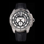 Cartier Calibre De Cartier Small Seconds Black And White Dial Stainless Steel Case Black Leather Strap CTR5934