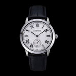 Cartier Ronde Louis White Dial Black Leather Strap CTR5950