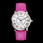 Cartier Ronde Louis Cartier White Dial Stainless Steel Case Fuchsia Leather Strap CTR5970