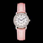 Cartier Ronde White Dial Diamond Bezel Stainless Steel Case Pink Leather Strap CTR5980