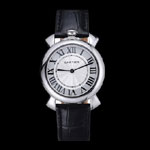 Cartier Rotonde Blue Crown Black Leather Bracelet CTR6001