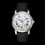 Swiss Cartier Rotonde Annual Calendar White Dial Stainless Steel Case Black Strap CTR6012