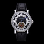 Cartier Rotonde Flying Tourbillon Diamonds Black Dial CTR6019