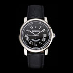 Swiss Cartier Rotonde Annual Calendar Black Dial Stainless Steel Case Black Strap CTR6042