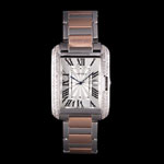 Cartier Tank Anglaise 36mm Silver Dial Diamonds Steel Case Two Tone Bracelet CTR6097