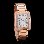 Cartier Tank Anglaise 30mm White Dial Diamonds Rose Gold Case Rose Gold Bracelet CTR6099