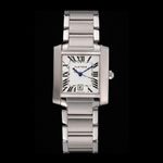 Swiss Cartier Tank Francaise Steel Case White Dial Roman Numerals Stainless Steel CTR6113