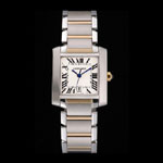 Swiss Cartier Tank Francaise Steel Case White Dial Roman Numerals Two Tone Bracelet CTR6114