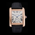 Cartier Tank MC White Dial Gold Case Black Leather Strap CTR6117