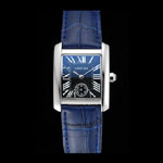 Cartier Tank MC Stainless Steel Case Blue Dial Blue Leather Strap CTR6131