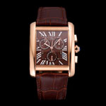 Cartier Tank MC Brown Dial Gold Case Brown Leather Bracelet CTR6135