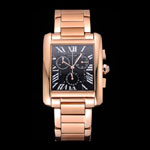 Cartier Tank MC Black Dial Rose Gold Case And Bracelet CTR6136