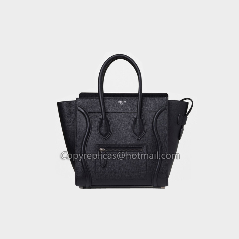 Celine Micro Luggage Handbag in Black Drummed Calfskin 167793DRU 38NO: Image 1