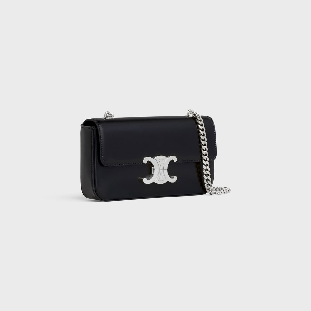 Celine Chain Shoulder Bag Triomphe In Shiny Calfskin 197993BF4 38SI: Image 2