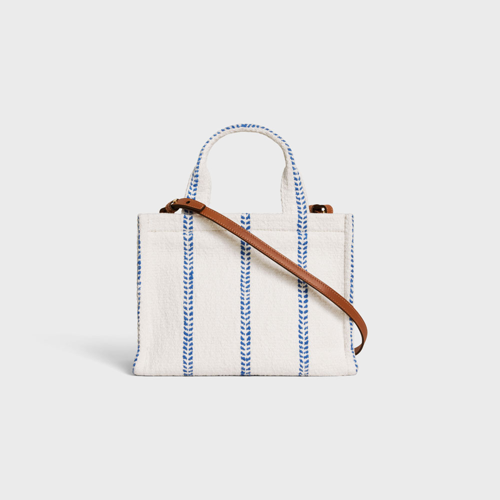 Celine Small Cabas Thais In Striped Textile And Calfskin 199162EYI 01BB: Image 3