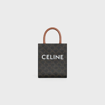 Celine Mini Vertical Cabas Triomphe Canvas Calfskin 194372BZK 04LU