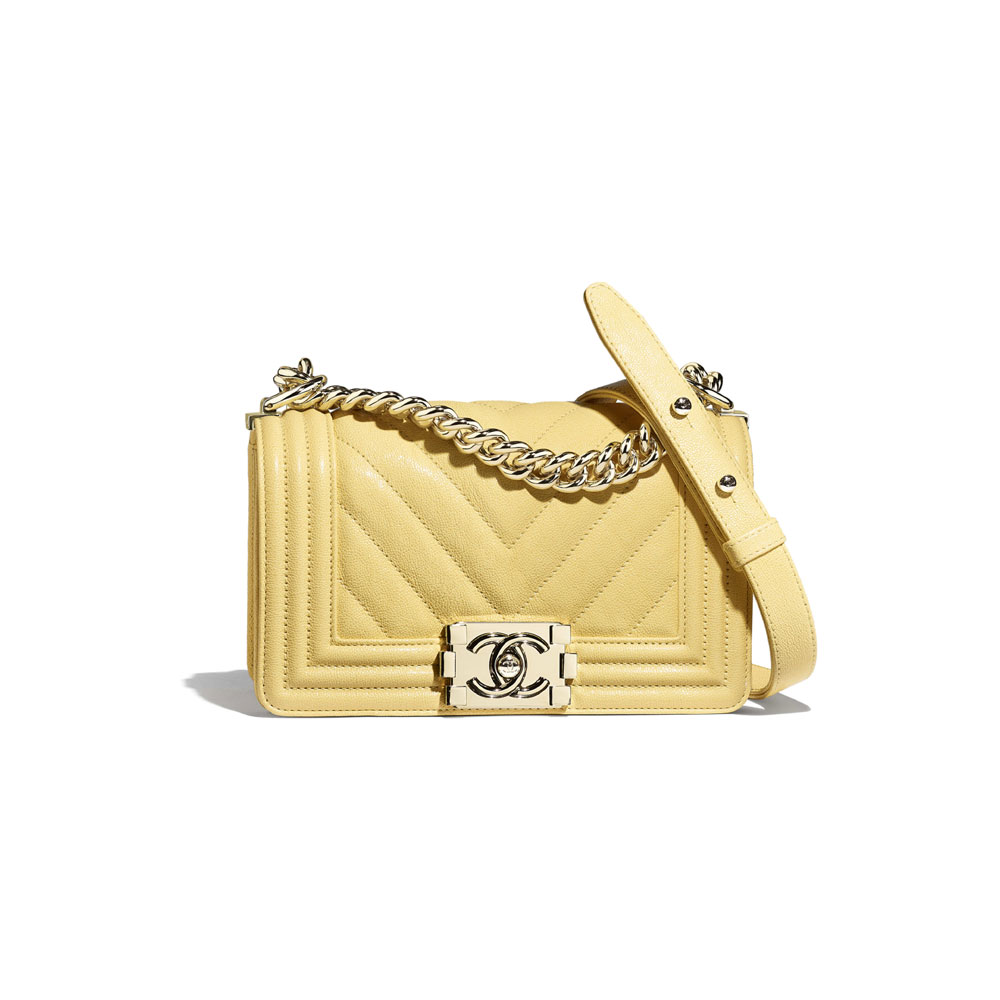 Yellow Small Boy Chanel Handbag A67085 B00315 N0895: Image 1