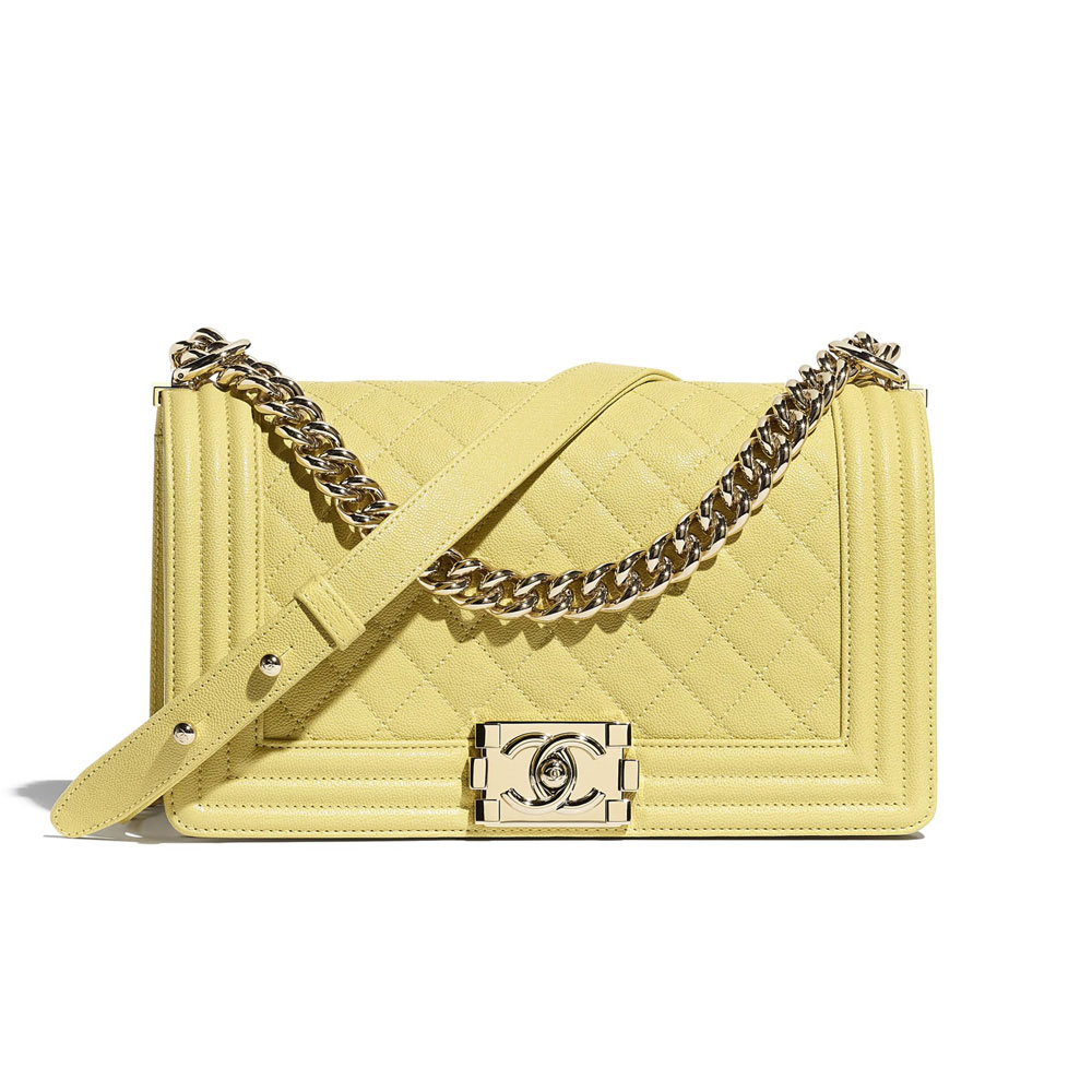 Chanel Grained Calfskin Yellow BOY Chanel bag A67086 B00317 N9309: Image 1