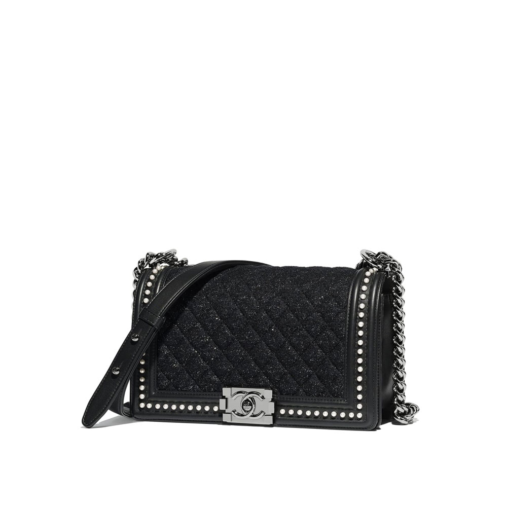 boy chanel bag tweed calf imitation pearls ruthenium A67086 Y83826 K1035: Image 1